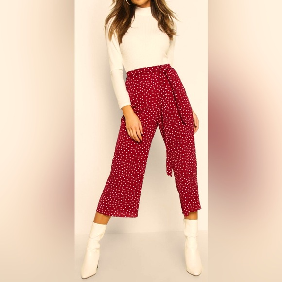 NWT Belted Berry Polka Dots Culottes Pants Size 6/M - Picture 5 of 10